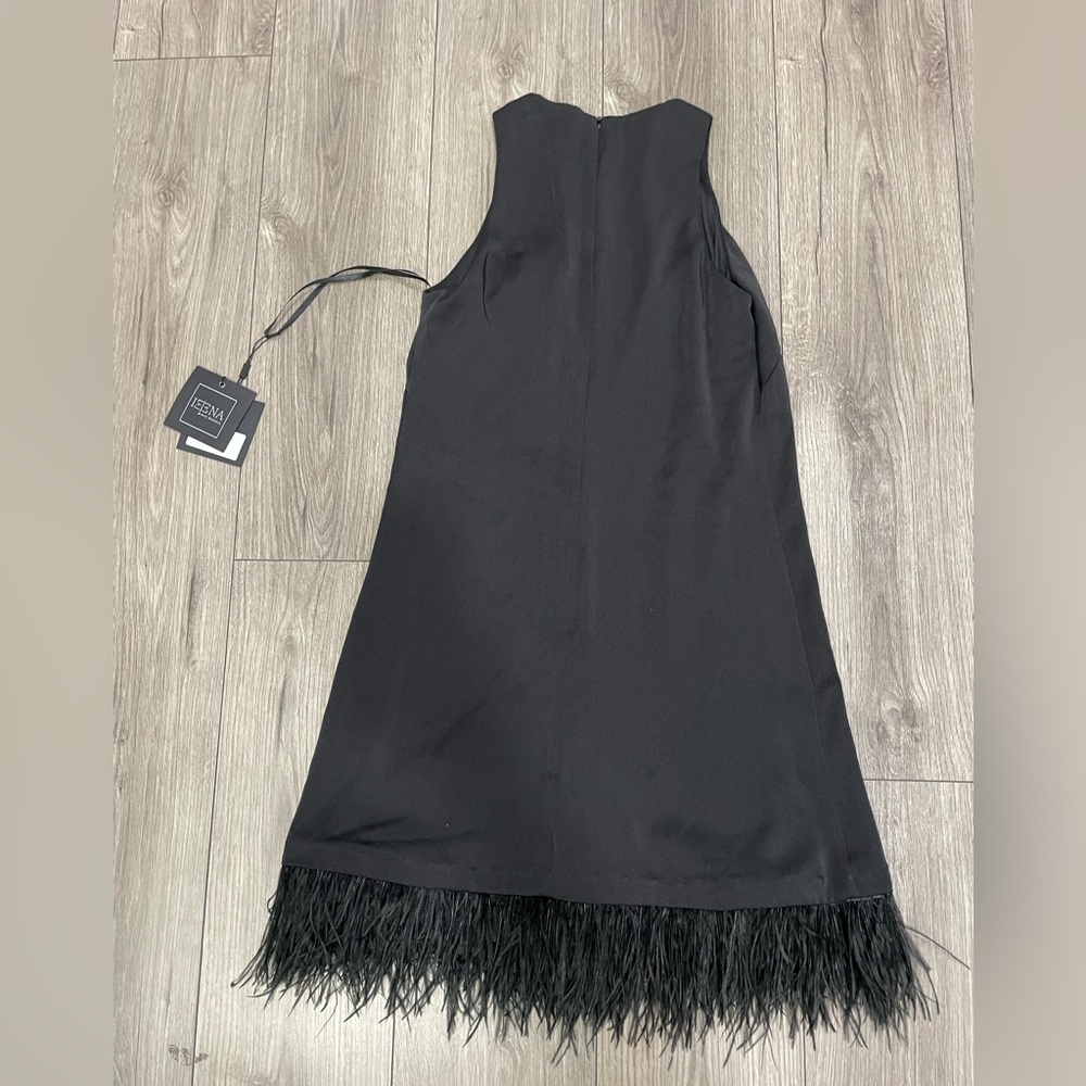leena for Mac Duggal Crewneck Faux Feather Hem Cocktail Dress‎ NWT Sz 4 - Picture 13 of 13